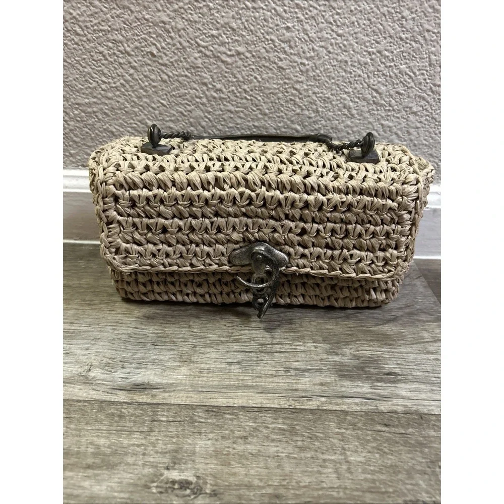 Vintage Barbra Natural Fiber‎ Purses Made In Italy Brown